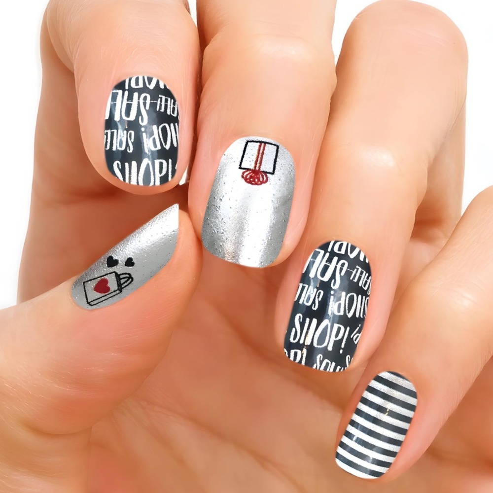 Color Street Nail Polish Strips‎ Shop Dead Gorgeous FMS106 Black Silver Shopping